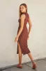 Mocha Mock Neck Side Slit Midi Dress sold by Pinkblush