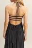 Black Halter Neck Smocked Tiered Hem Maxi Dress sold by Pinkblush