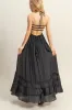 Black Halter Neck Smocked Tiered Hem Maxi Dress sold by Pinkblush
