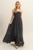 Black Halter Neck Smocked Tiered Hem Maxi Dress sold by Pinkblush