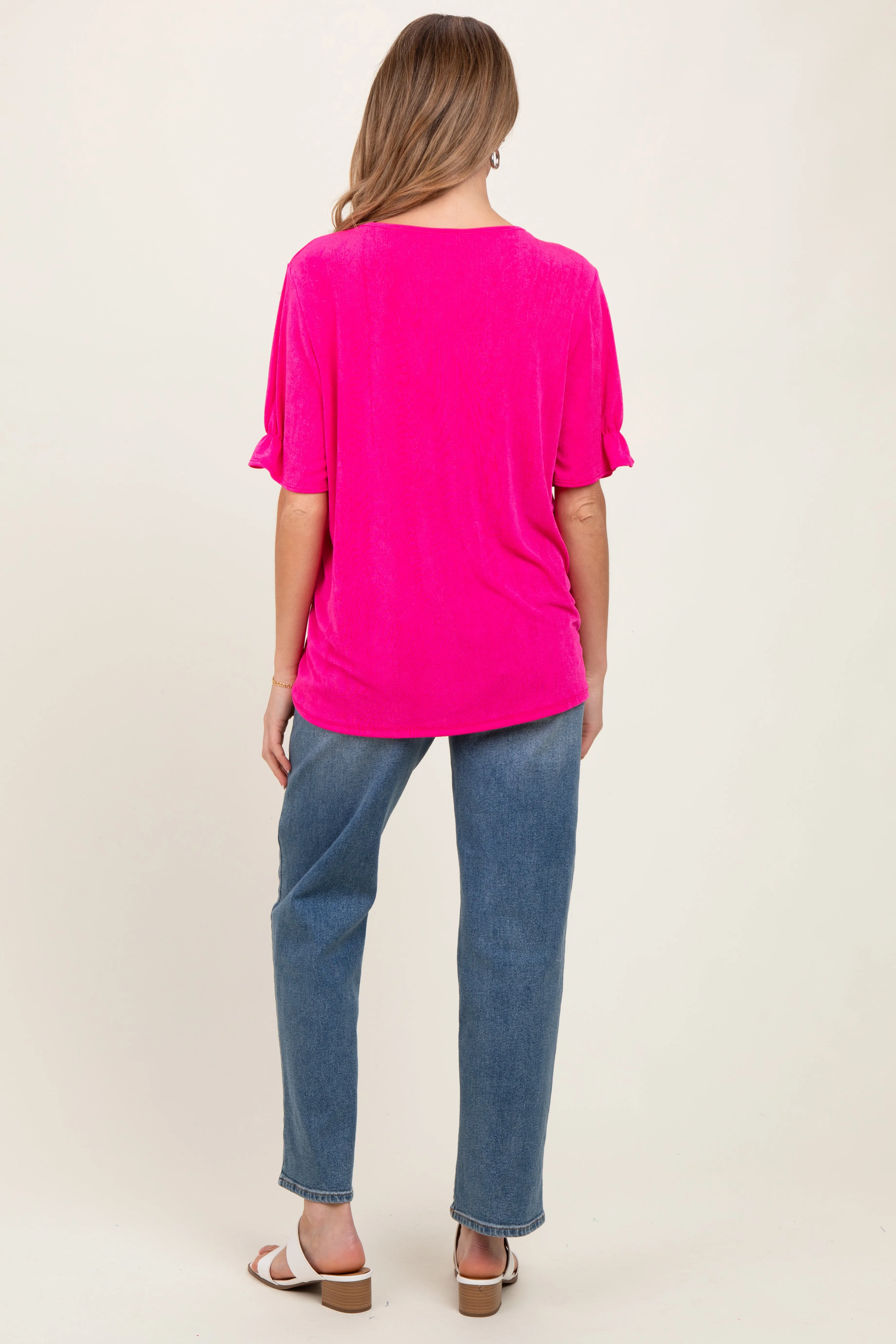 Pink Relaxed Ruffle Detail Short Sleeve Maternity Top sold by Pinkblush product image thumbnail 3