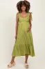 Light Olive Scallop Trim Shoulder Tie Maternity Midi Dress sold by Pinkblush