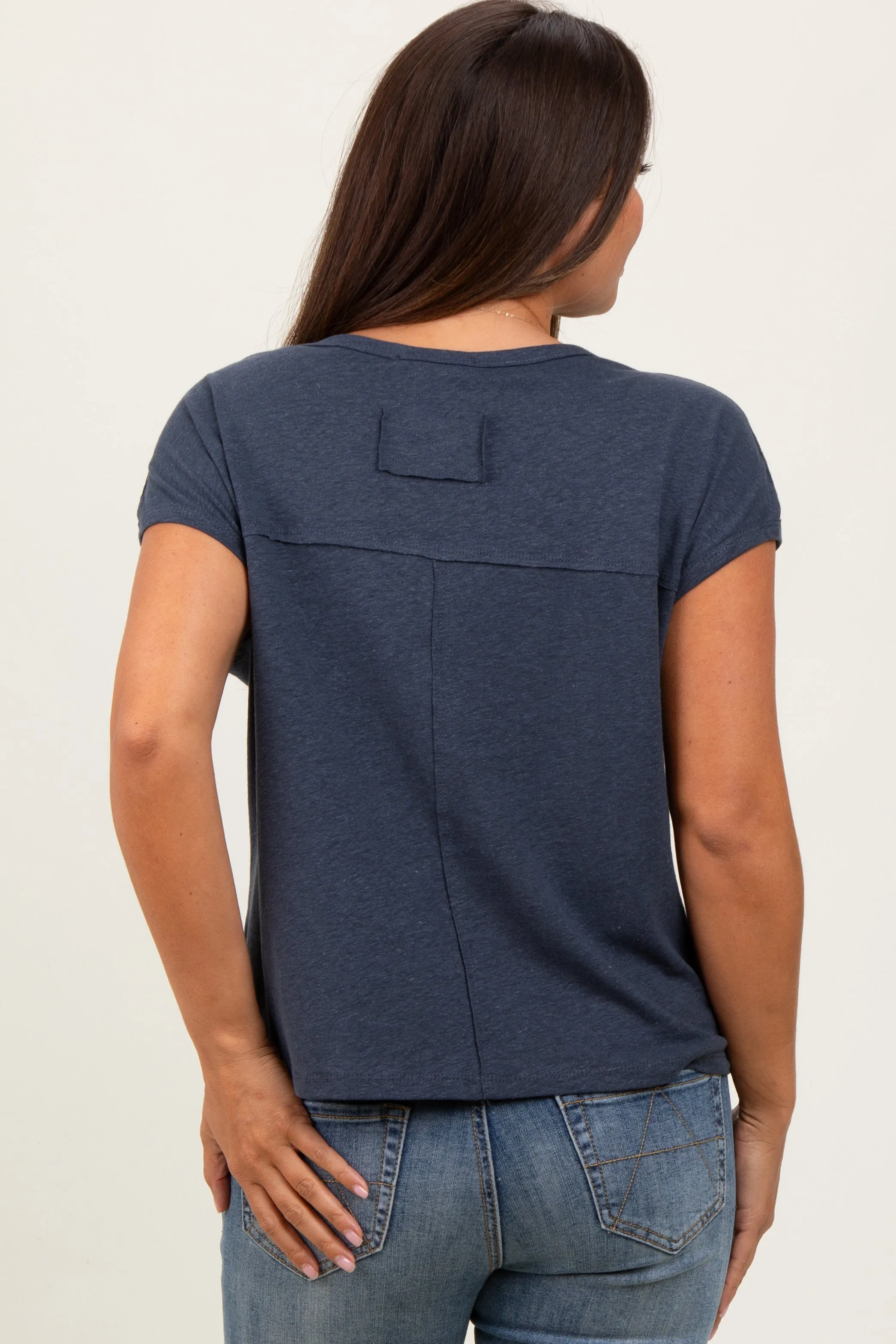 Charcoal Linen Blend Maternity Short Sleeve Tee sold by Pinkblush product image thumbnail 3