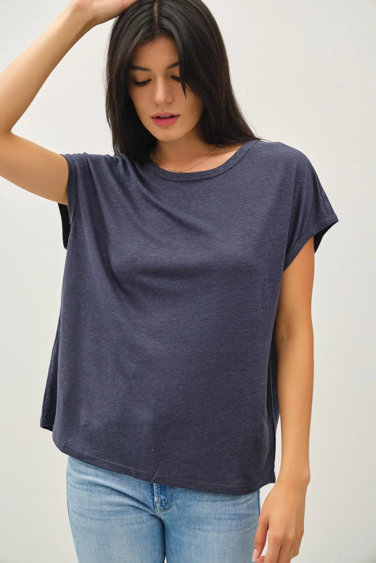 Charcoal Linen Blend Maternity Short Sleeve Tee sold by Pinkblush product image thumbnail 4