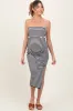 Black/White Striped Strapless Fitted Maternity Maxi Dress sold by Pinkblush