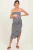 Black/White Striped Strapless Fitted Maternity Maxi Dress sold by Pinkblush
