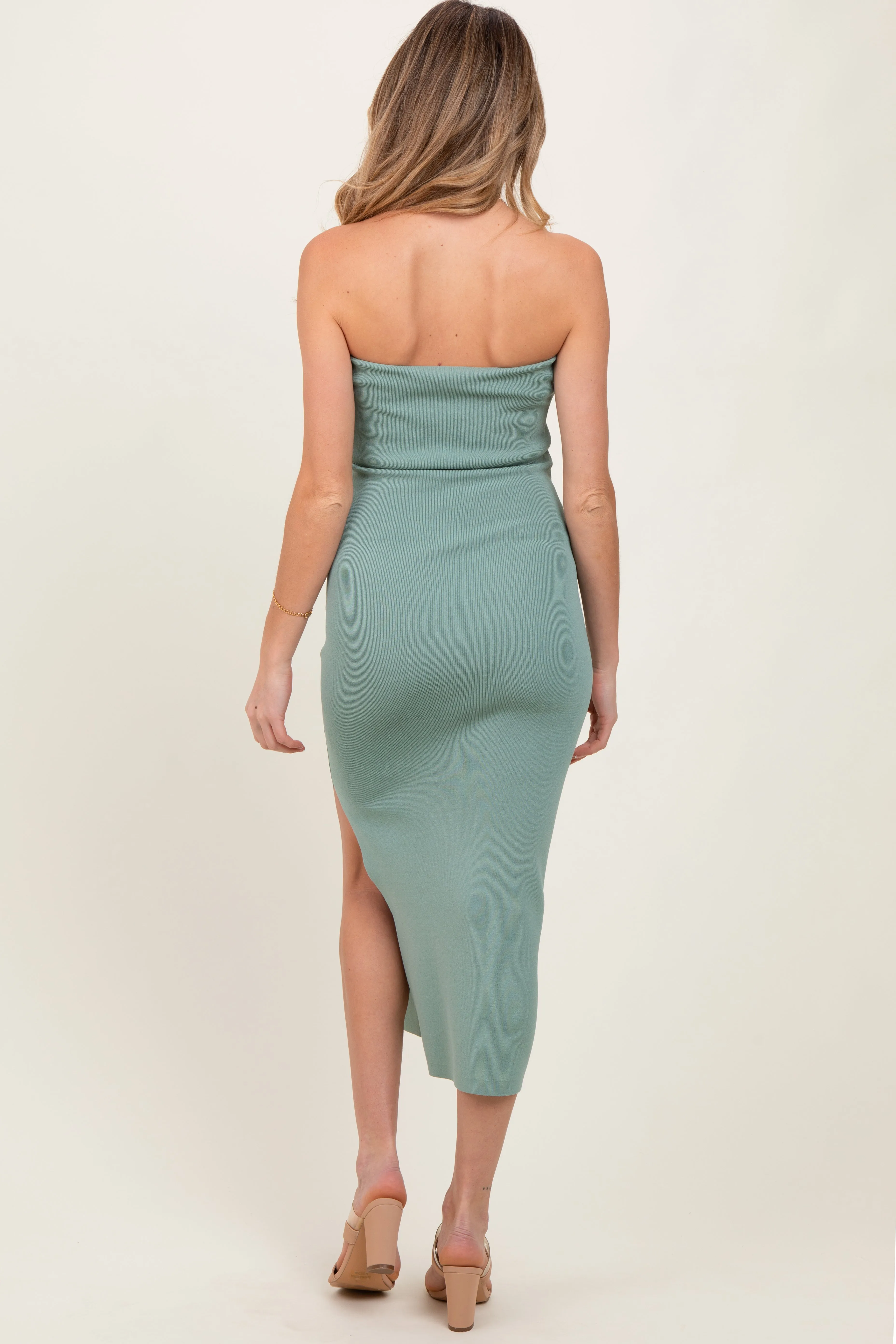 Sage Strapless Fitted Maternity Maxi Dress sold by Pinkblush product image thumbnail 3