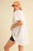 White Oversized Cut Hem Short Sleeve T-Shirt sold by Pinkblush