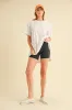White Oversized Cut Hem Short Sleeve T-Shirt sold by Pinkblush