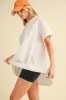 White Oversized Cut Hem Short Sleeve T-Shirt sold by Pinkblush