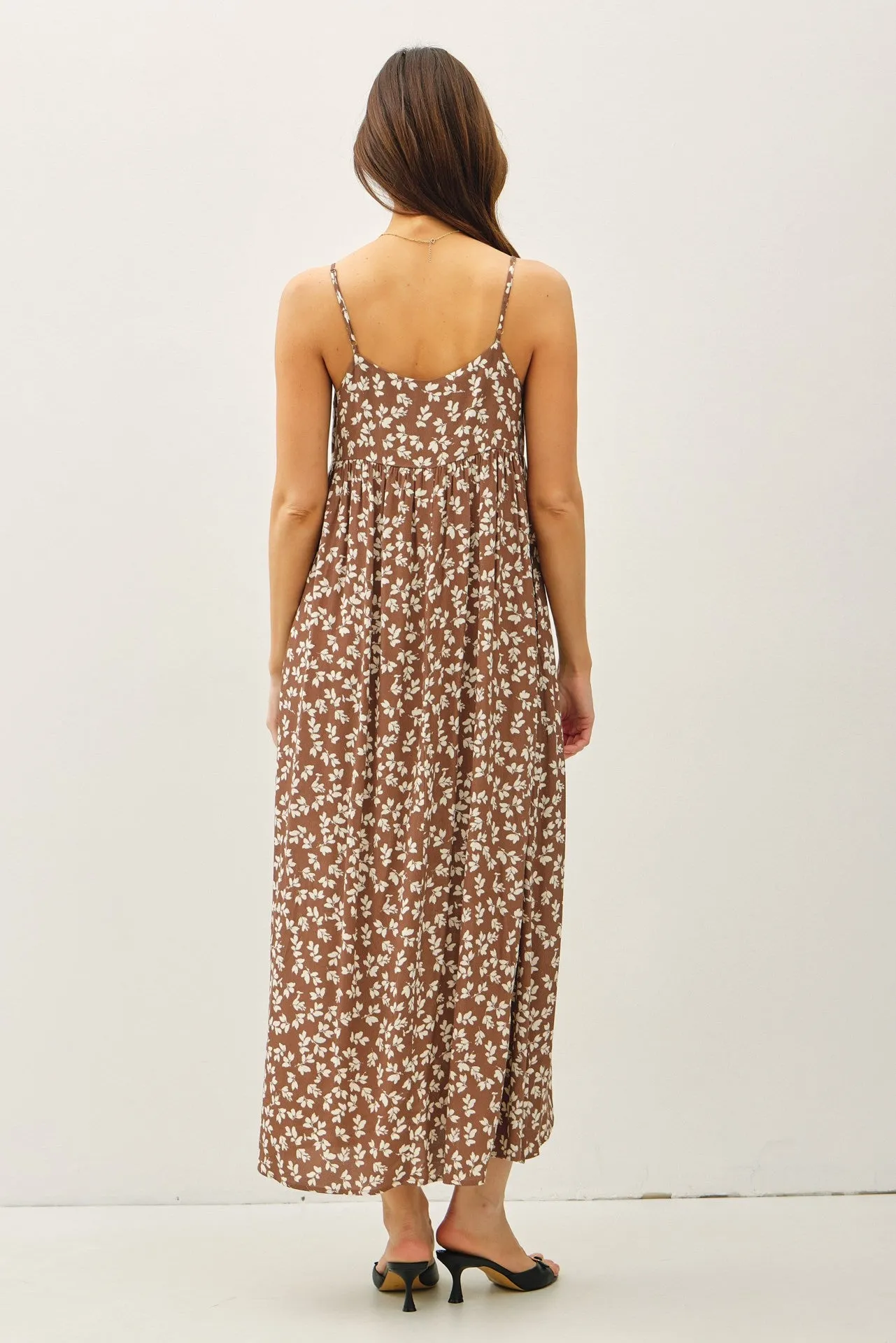 Mocha Floral V-Neck Maxi Dress sold by Pinkblush product image thumbnail 4