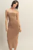 Taupe Strapless Fitted Maternity Maxi Dress sold by Pinkblush