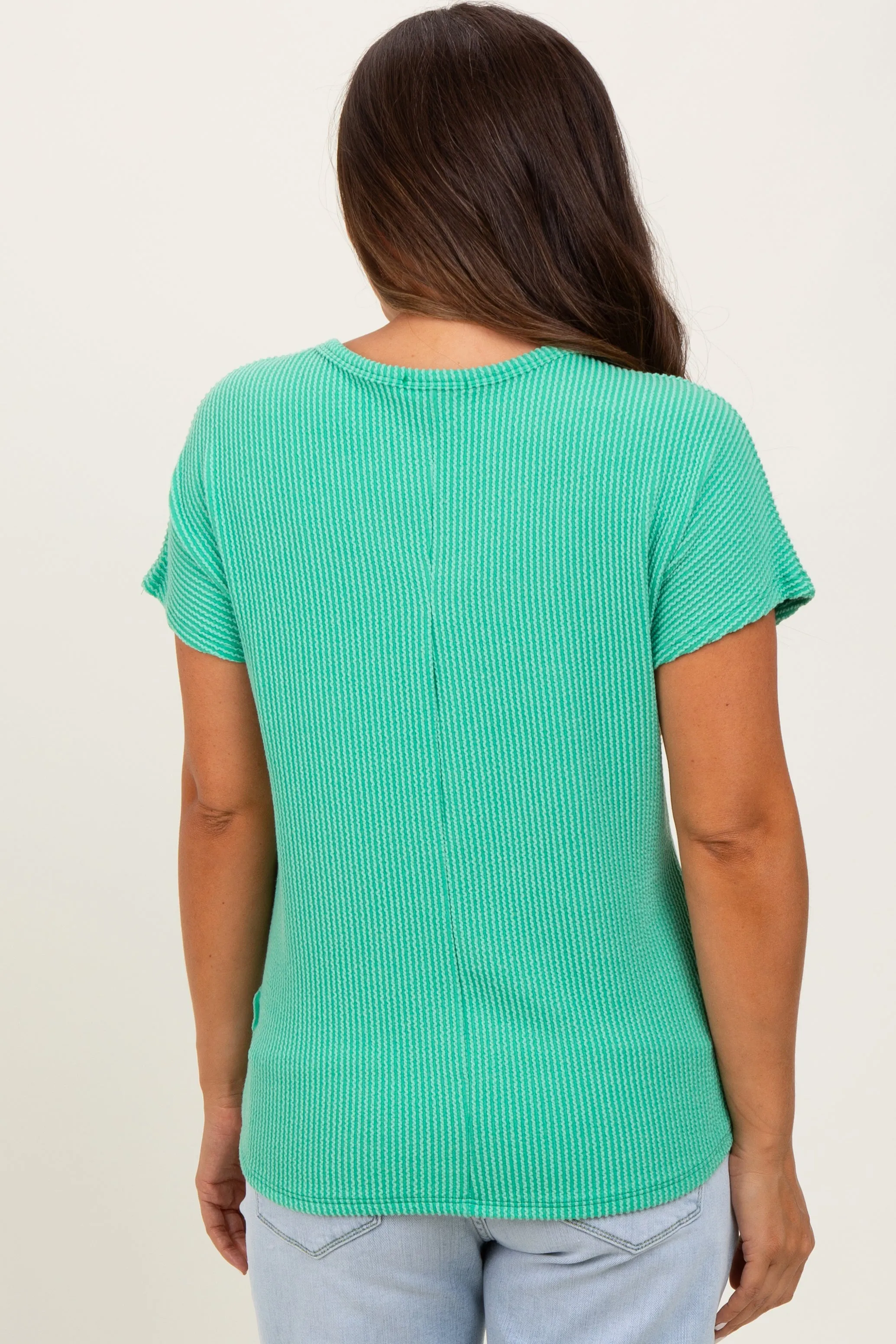 Green Ribbed Notched Neckline Maternity Top sold by Pinkblush product image thumbnail 3