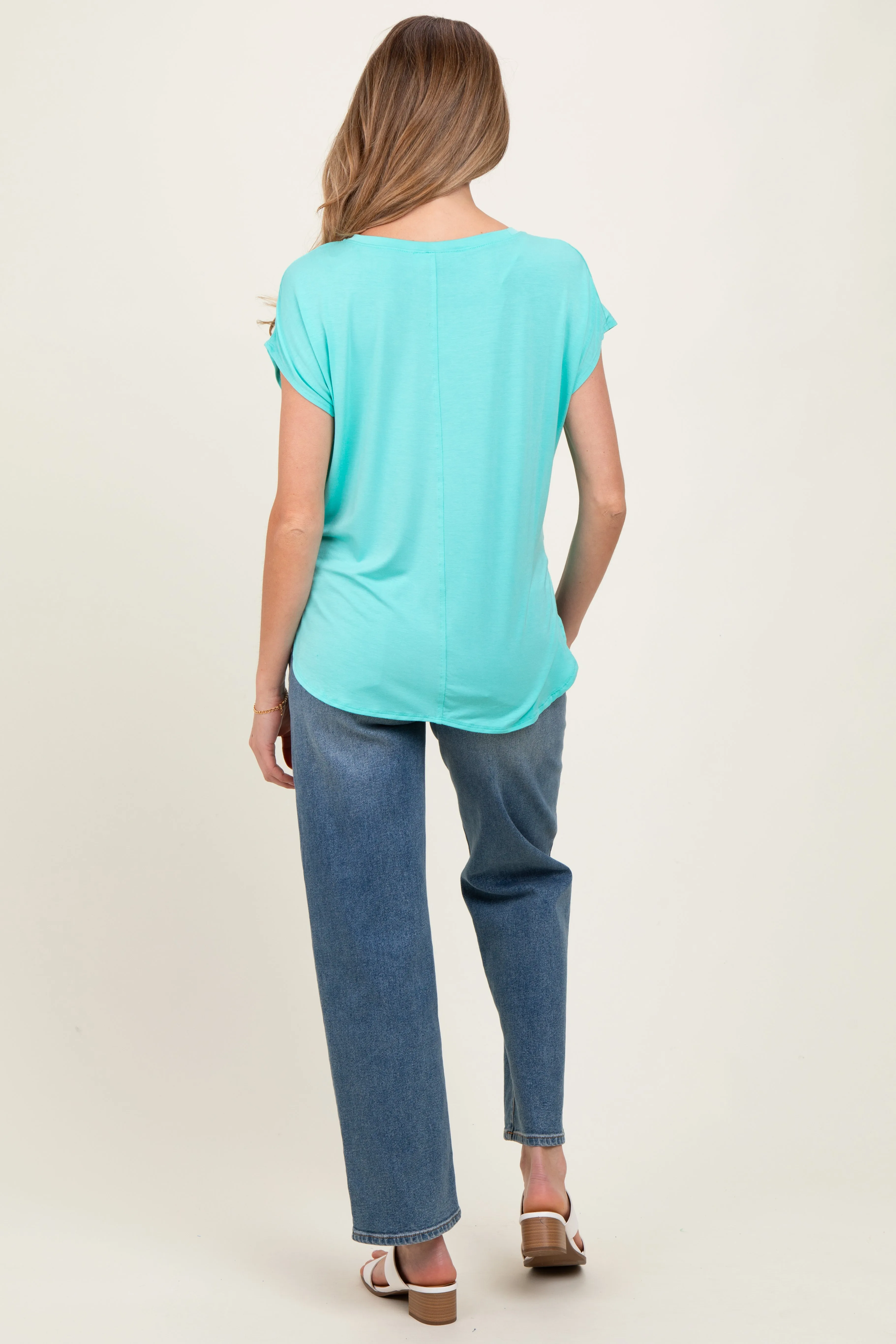 Turquoise Dolman Sleeve Round Neck Maternity Top sold by Pinkblush product image thumbnail 2