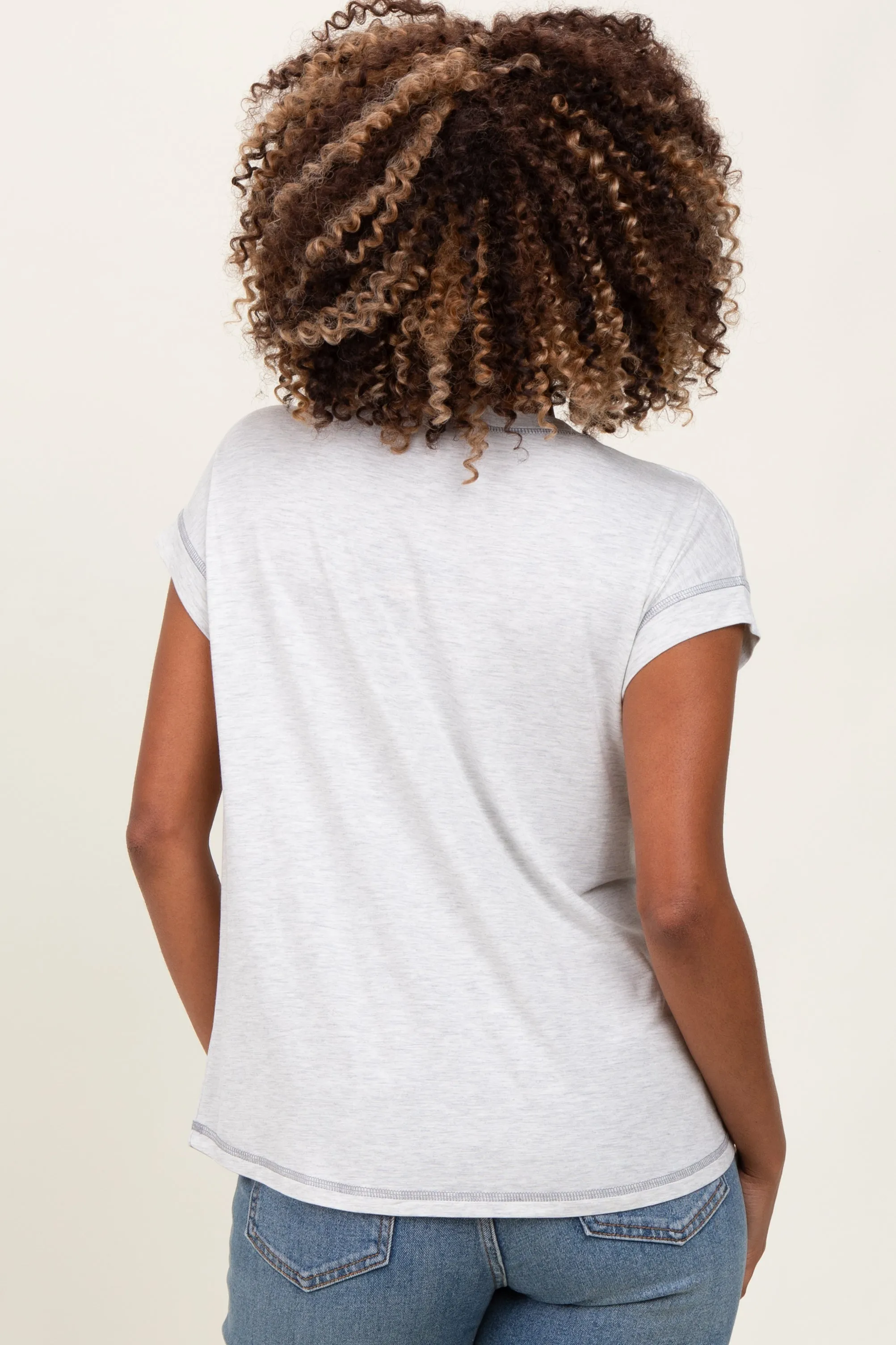 Heather Gray Double Layer Short Sleeve Maternity Nursing Top sold by Pinkblush product image thumbnail 2