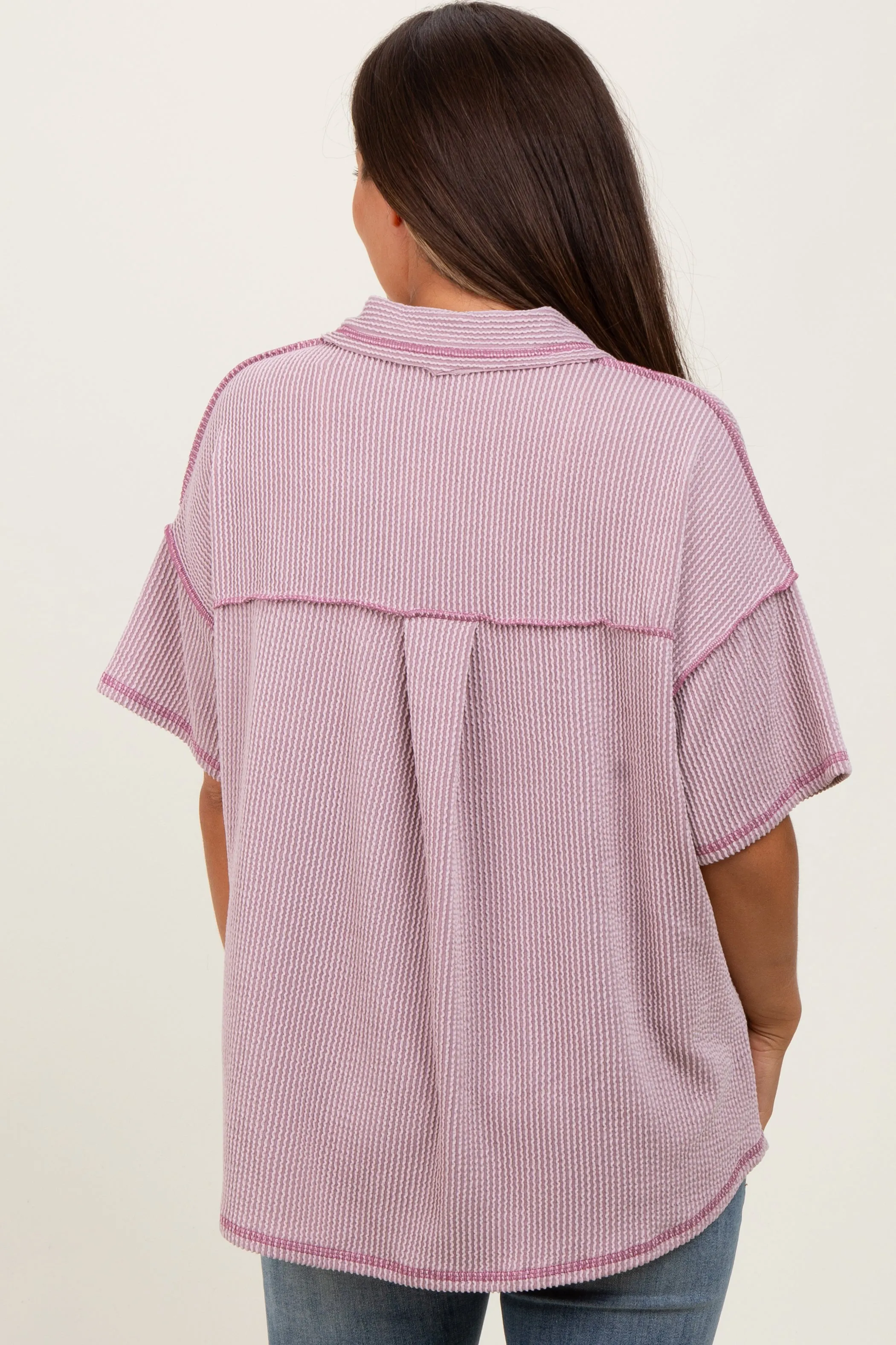 Mauve Ribbed Reverse Stitch Maternity Tunic Top sold by Pinkblush product image thumbnail 3