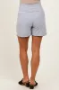 Heather Gray Ribbed Maternity High Waisted Maternity Lounge Shorts sold by Pinkblush
