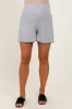 Heather Gray Ribbed Maternity High Waisted Maternity Lounge Shorts sold by Pinkblush