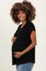 Black Double Layer Short Sleeve Maternity Nursing Top sold by Pinkblush