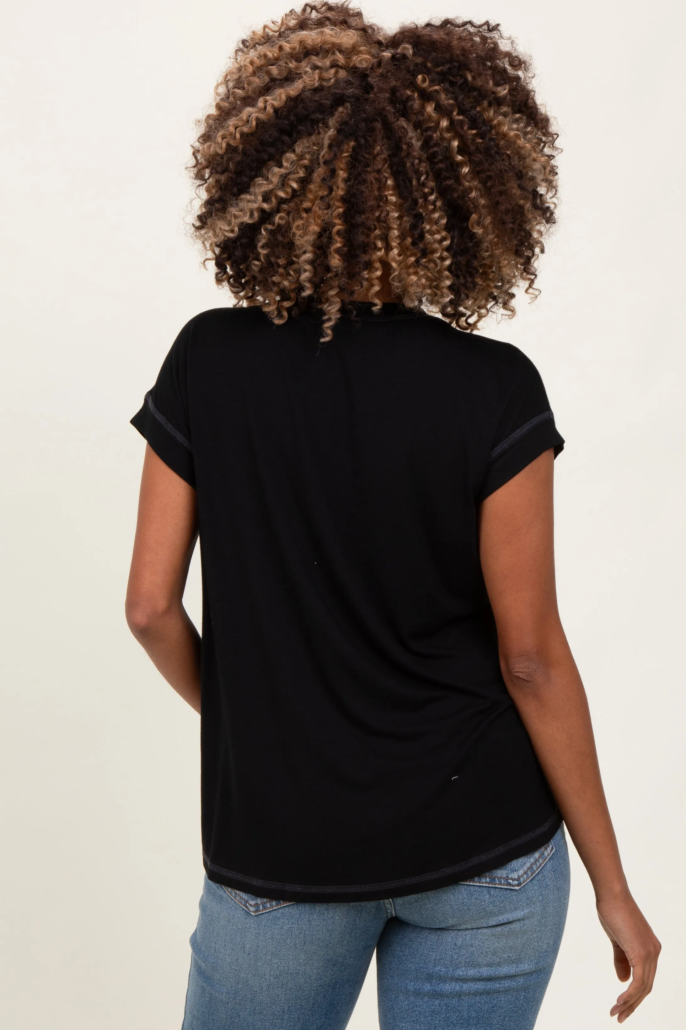 Black Double Layer Short Sleeve Maternity Nursing Top sold by Pinkblush product image thumbnail 3