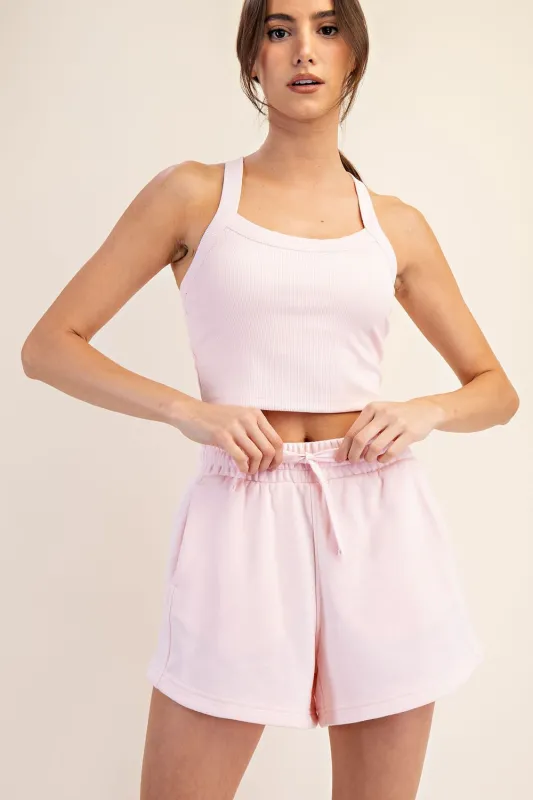 Light Pink Terry Shorts sold by Pinkblush