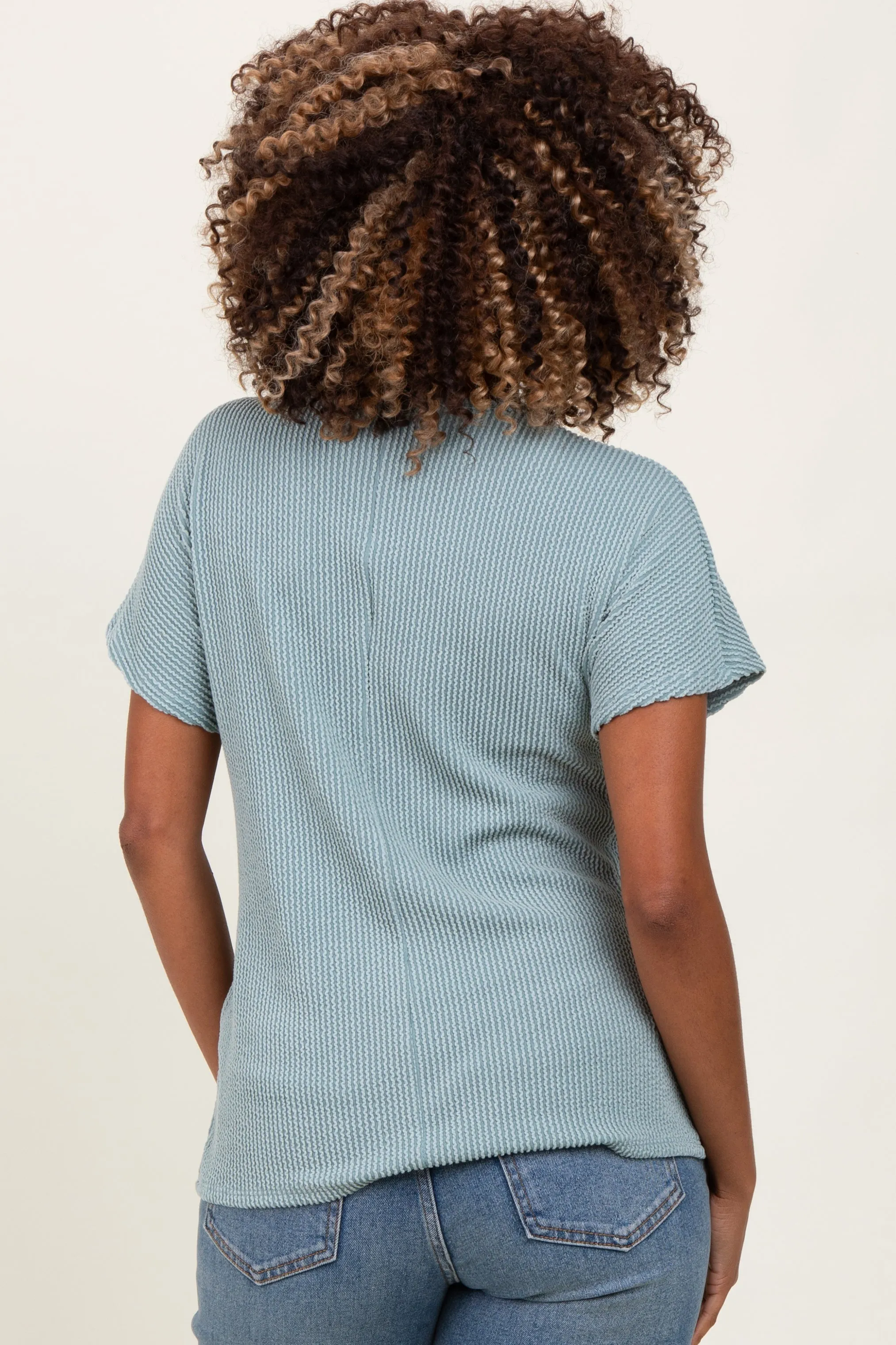 Mint Green Ribbed Notched Neckline Maternity Top sold by Pinkblush product image thumbnail 3