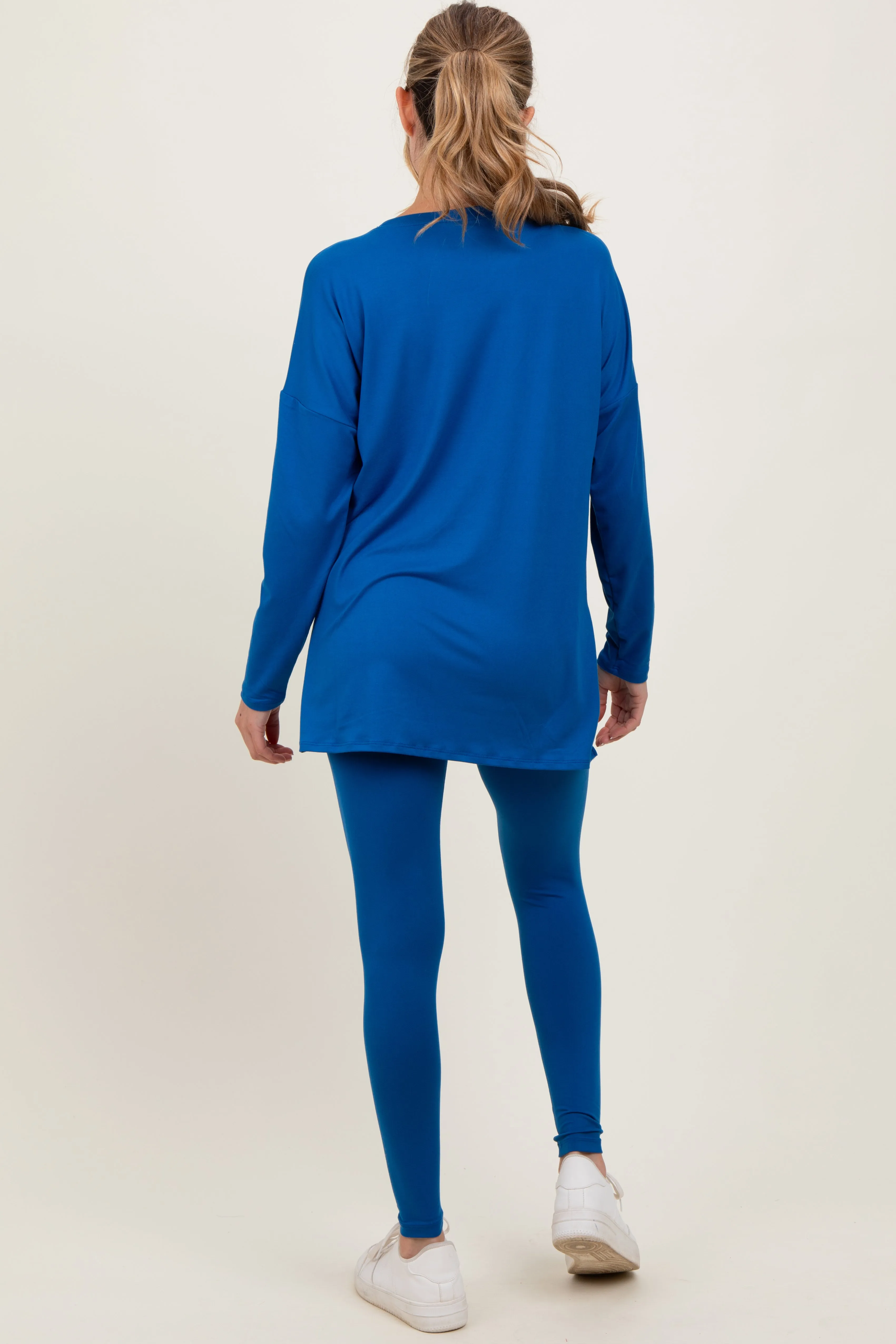 Blue Brushed Knit Maternity Oversized Top and Legging Set sold by Pinkblush product image thumbnail 2