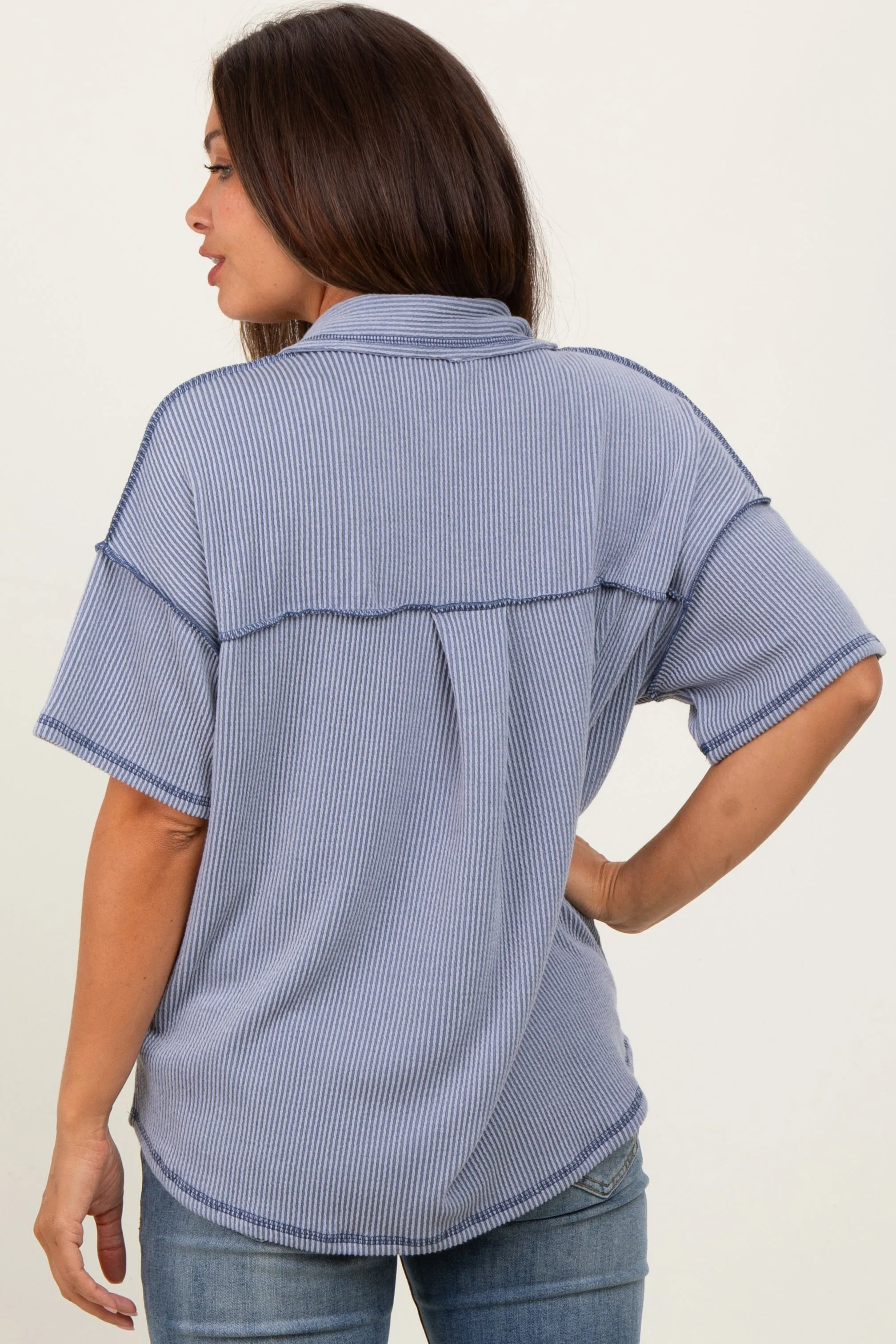 Gray Ribbed Reverse Stitch Maternity Tunic Top sold by Pinkblush product image thumbnail 3