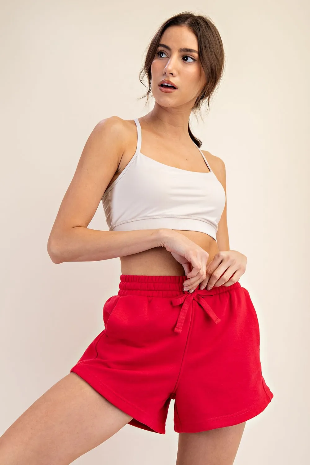 Red Terry Shorts sold by Pinkblush