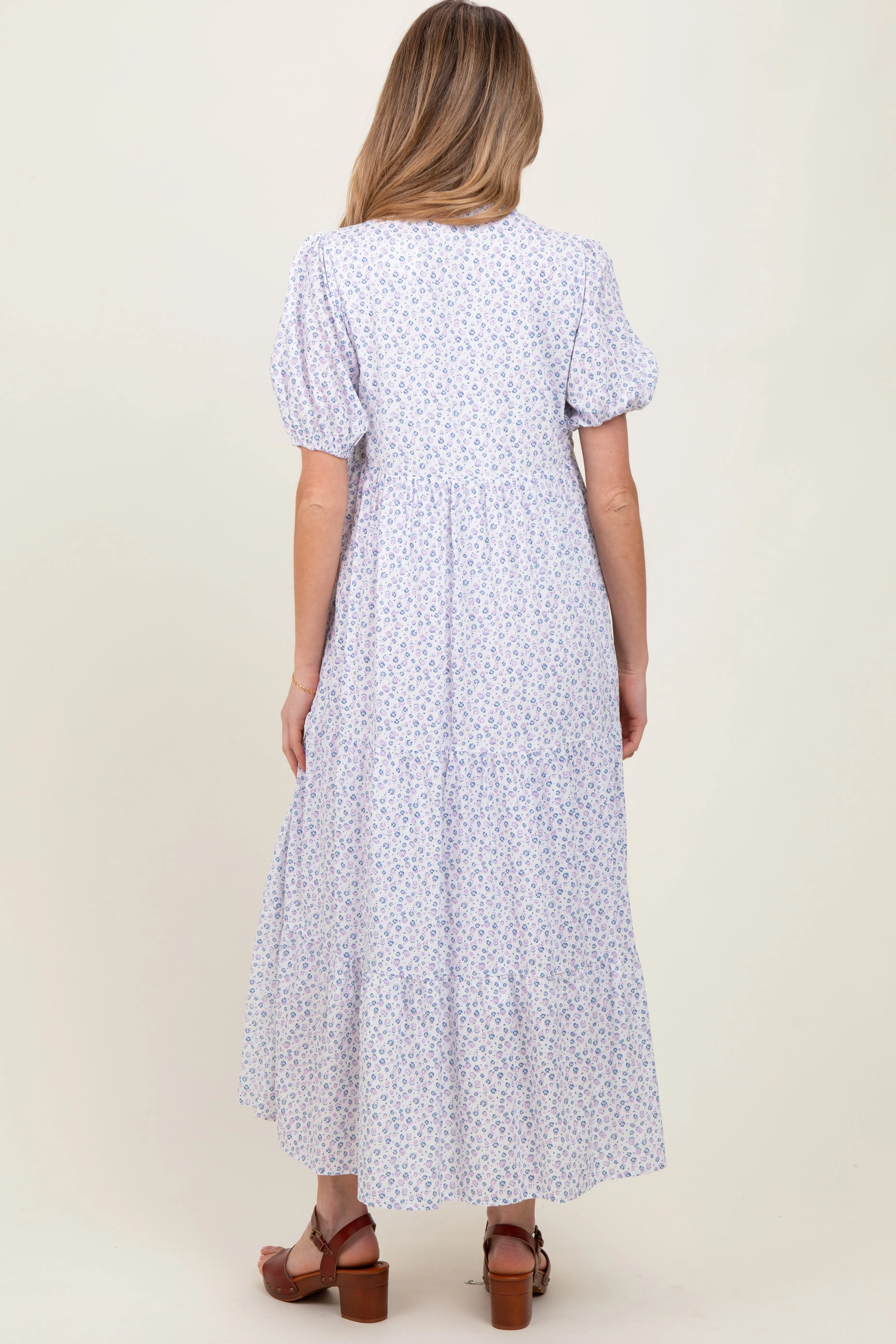 Blue Iris Floral Button Maternity Maxi Dress sold by Pinkblush product image thumbnail 3