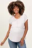 Beige Double Layer Short Sleeve Maternity Nursing Top sold by Pinkblush