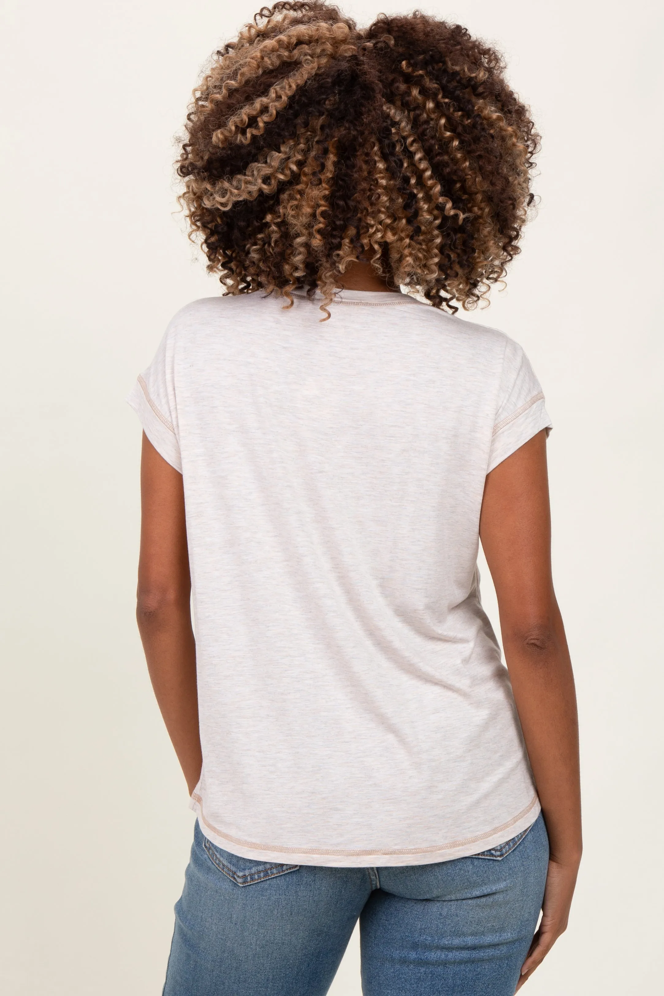 Beige Double Layer Short Sleeve Maternity Nursing Top sold by Pinkblush product image thumbnail 2