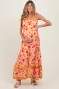 Peach Floral Contrast Wavy Trim Maternity Maxi Dress sold by Pinkblush