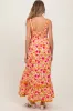 Peach Floral Contrast Wavy Trim Maternity Maxi Dress sold by Pinkblush