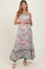 Blue Floral Contrast Wavy Trim Maternity Maxi Dress sold by Pinkblush