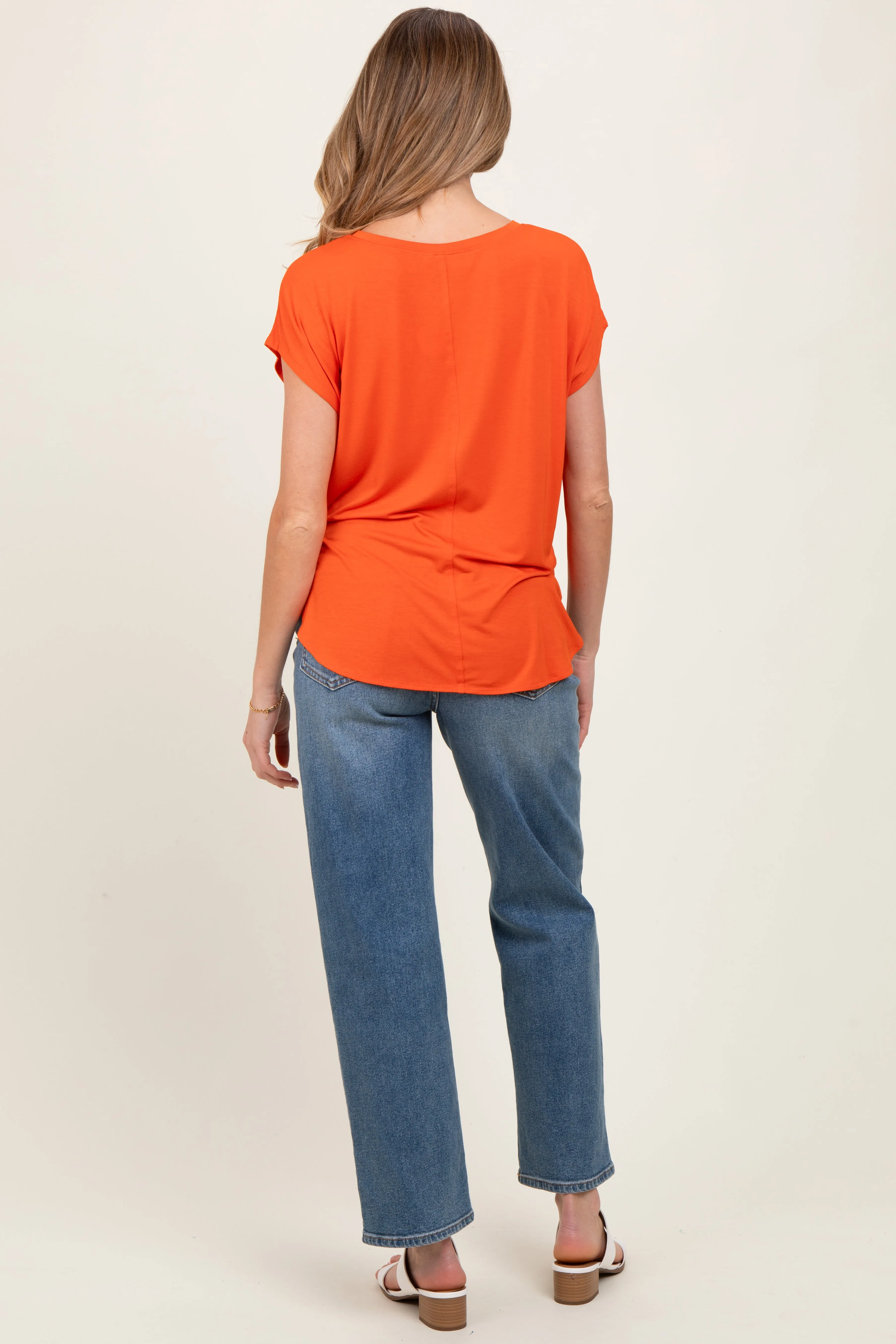 Orange Dolman Sleeve Round Neck Maternity Top sold by Pinkblush product image thumbnail 2