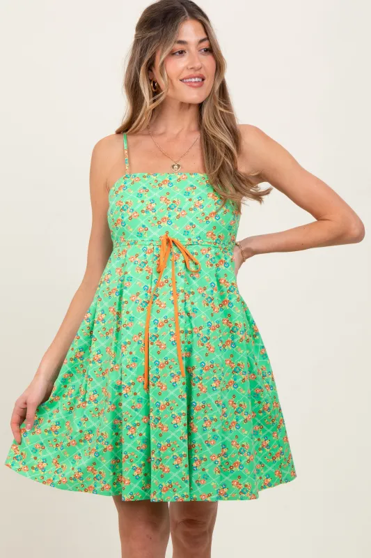 Green Floral Sleeveless Maternity Mini Dress sold by Pinkblush