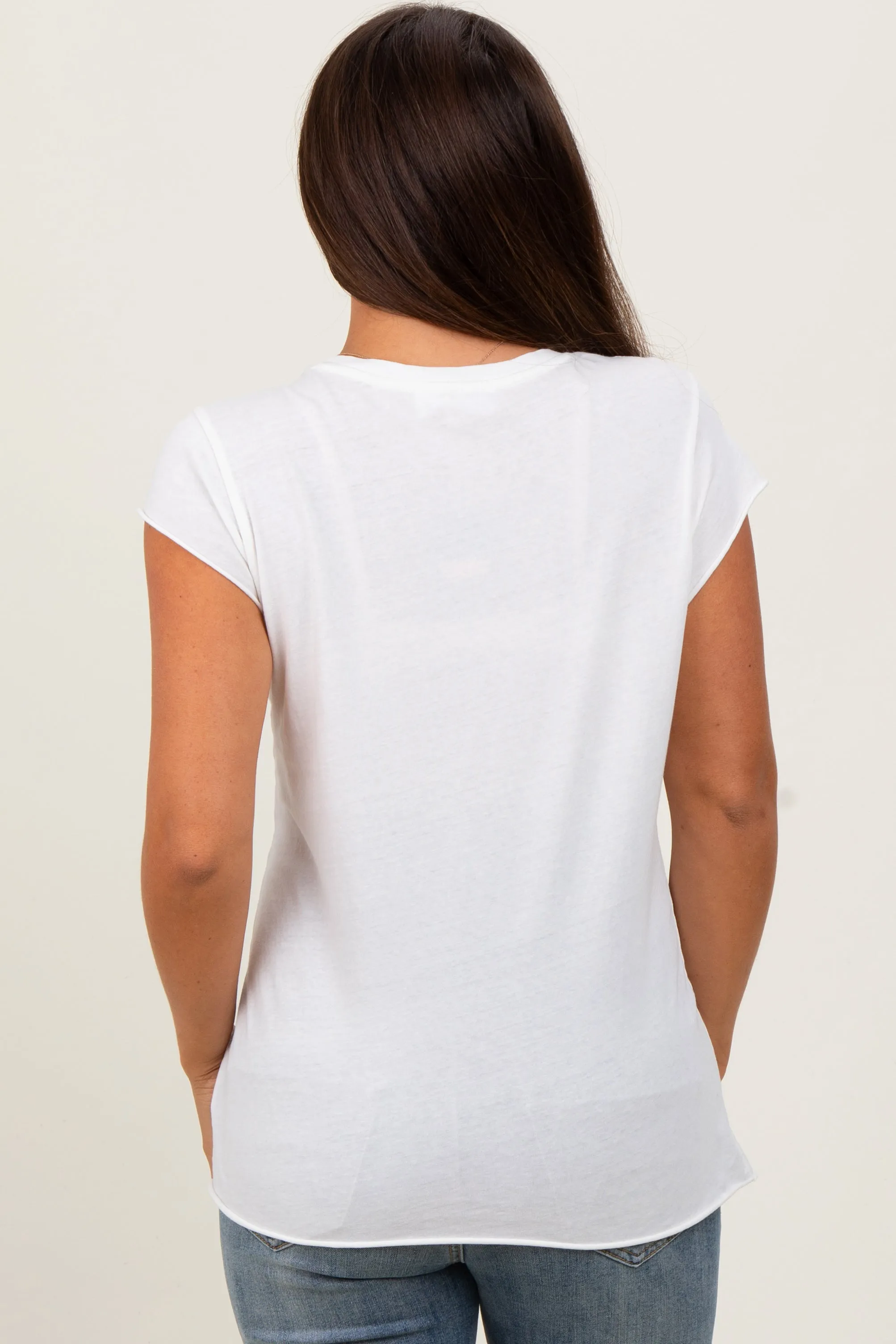 Ivory Soft Cap Sleeve Maternity T-Shirt Top sold by Pinkblush product image thumbnail 3
