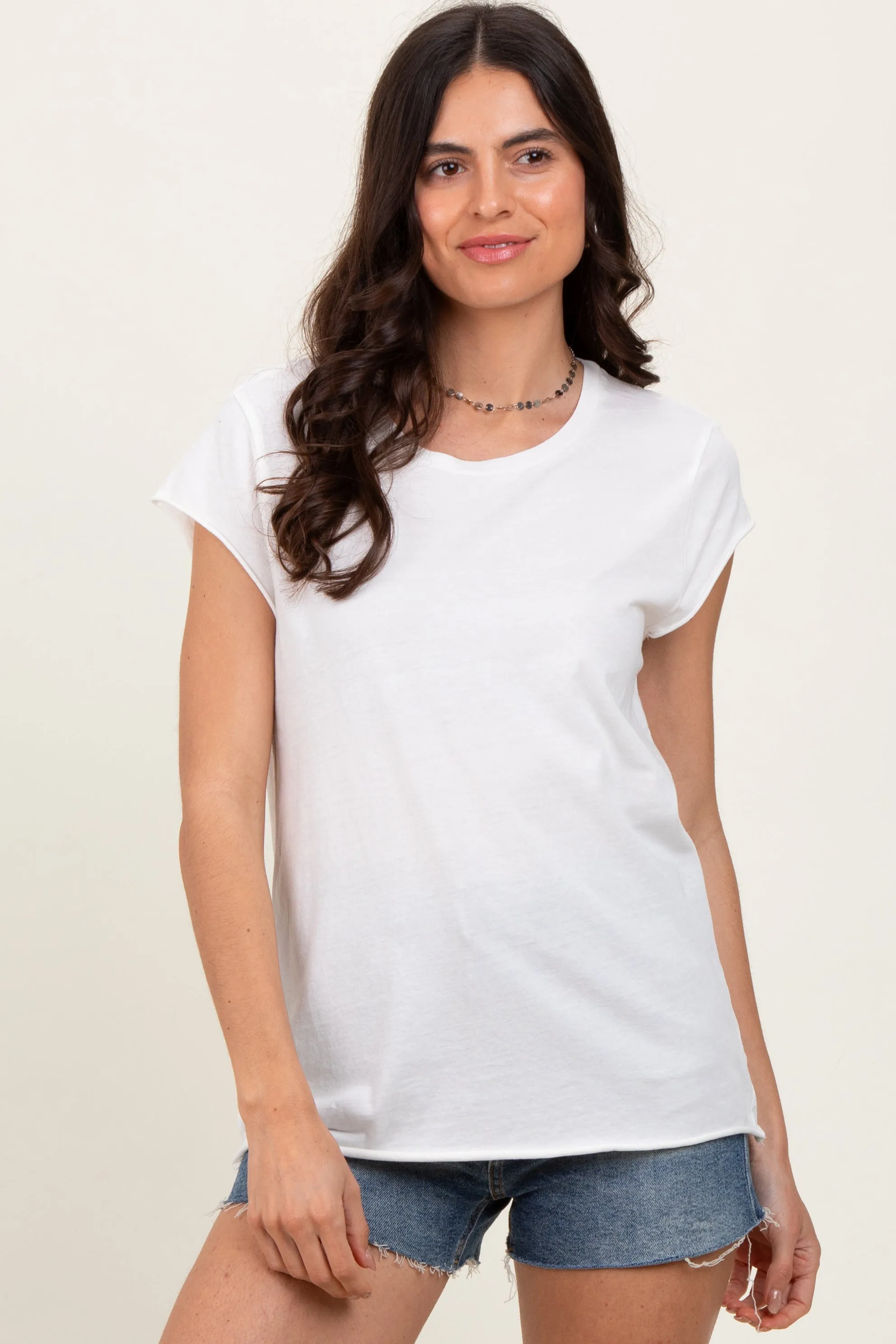 Ivory Soft Cap Sleeve Maternity T-Shirt Top sold by Pinkblush product image thumbnail 4