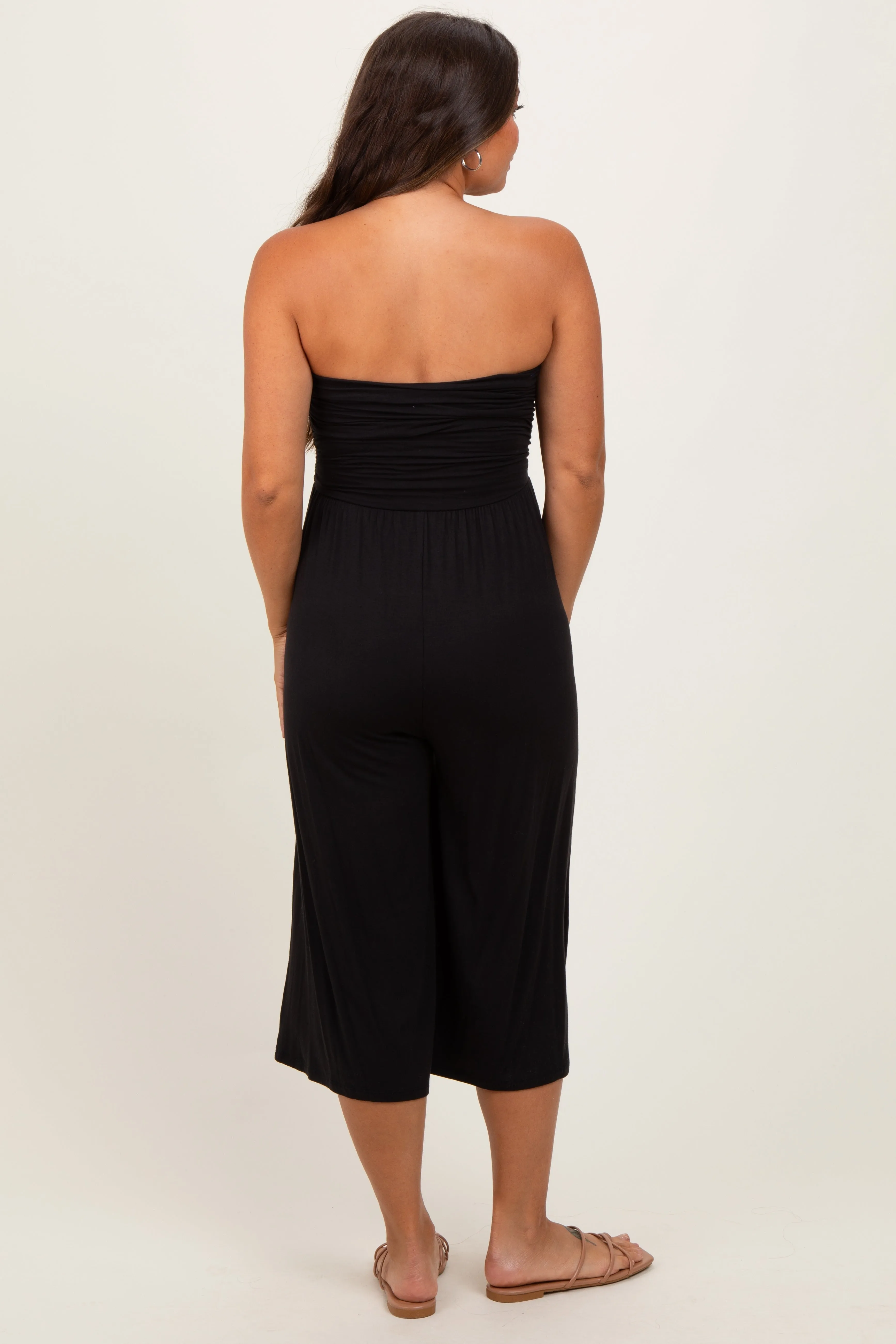 Black Double Layered Strapless Tube Top Maternity Jumpsuit sold by Pinkblush product image thumbnail 4