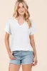 White Ribbed Notched Neckline Maternity Top sold by Pinkblush