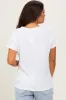 White Ribbed Notched Neckline Maternity Top sold by Pinkblush