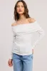 White Off Shoulder Foldover Maternity Long Sleeve Top sold by Pinkblush