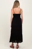 Black Smocked Bead Detail Strap Maternity Midi Dress sold by Pinkblush