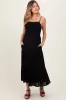 Black Smocked Bead Detail Strap Maternity Midi Dress sold by Pinkblush