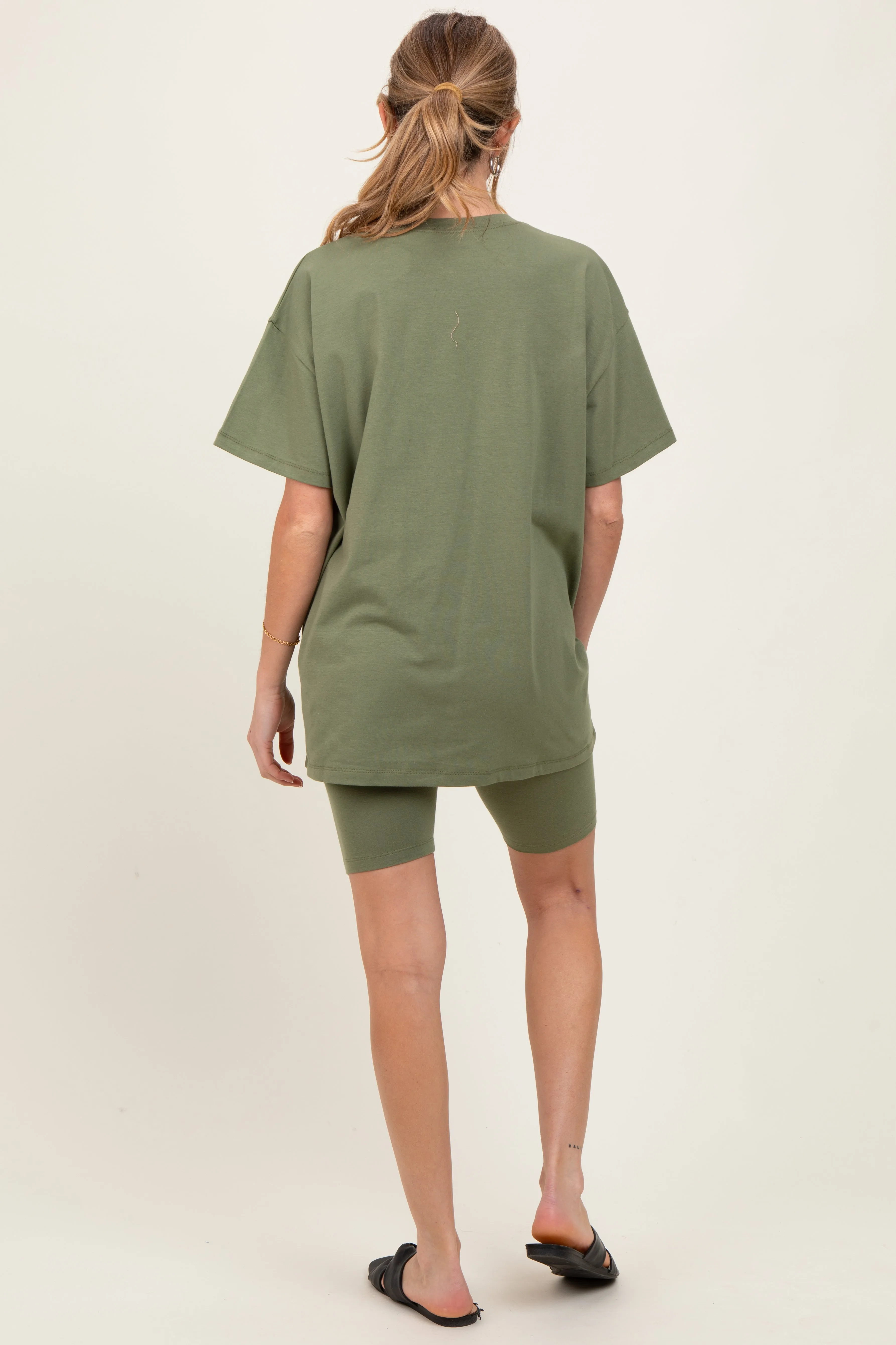 Light Olive Biker Shorts Maternity Set sold by Pinkblush product image thumbnail 2