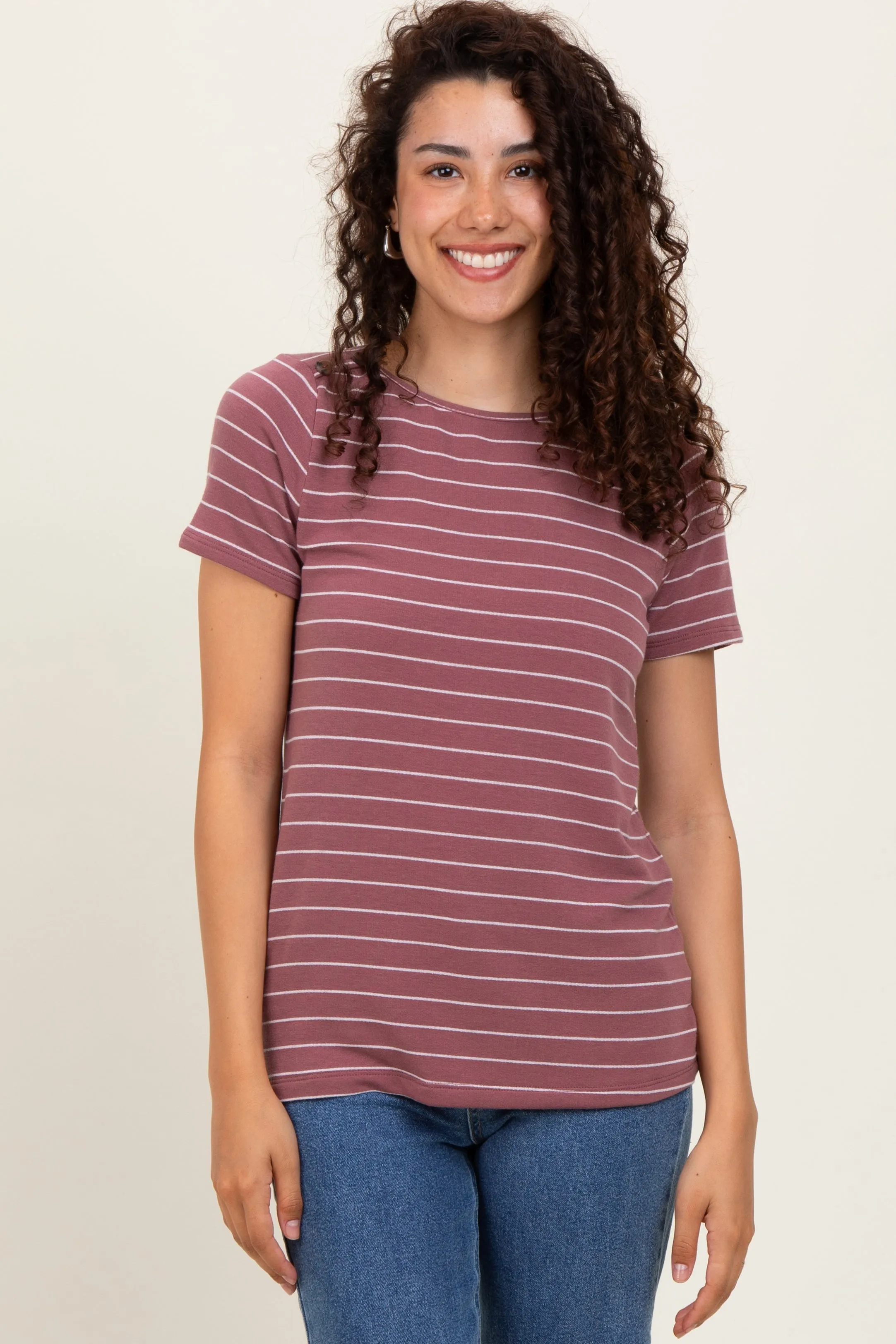 Rust Striped Button Shoulder Detail Top sold by Pinkblush product image thumbnail 2