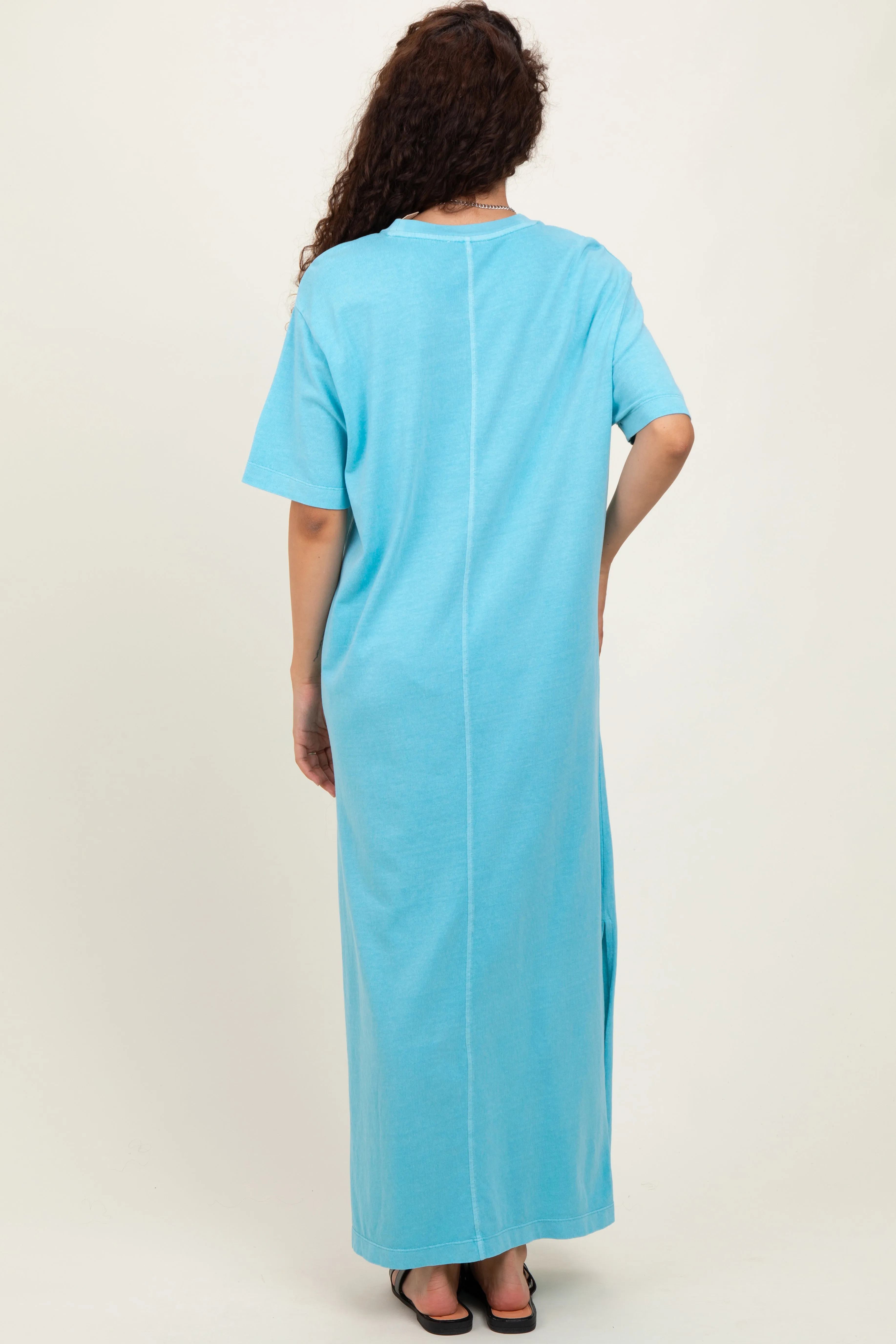 Aqua Short Sleeve Knit T-Shirt Maxi Dress sold by Pinkblush product image thumbnail 4