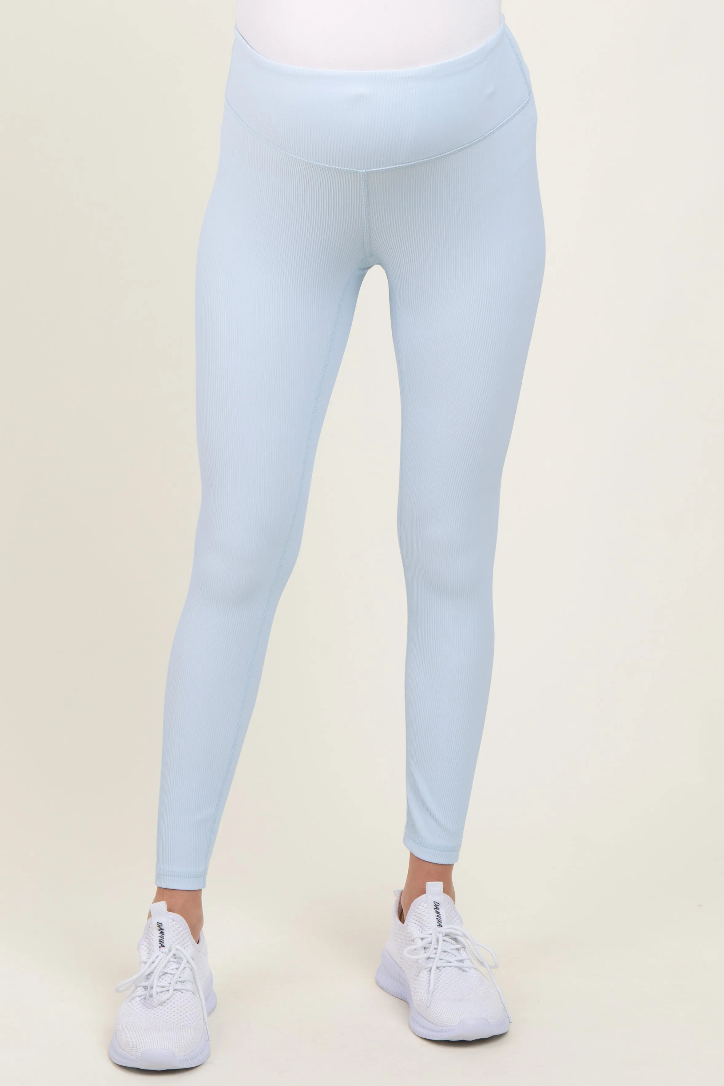 Blue Ribbed Maternity Leggings sold by Pinkblush product image thumbnail 2