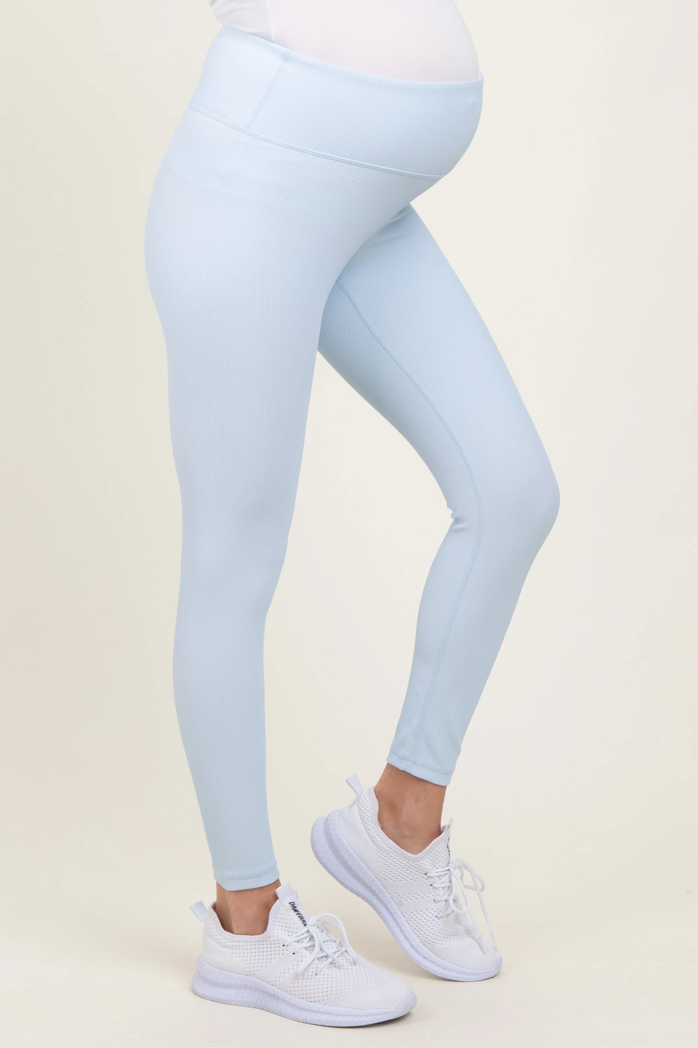 Blue Ribbed Maternity Leggings sold by Pinkblush product image thumbnail 3